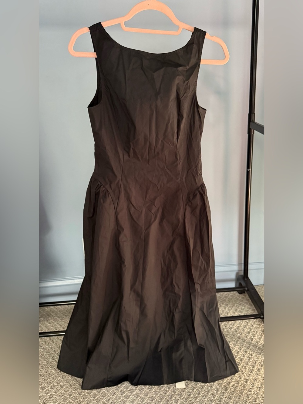 NWT Commense Sleeveless Black A-Line Cotton Midi Dress - Picture 5 of 10
